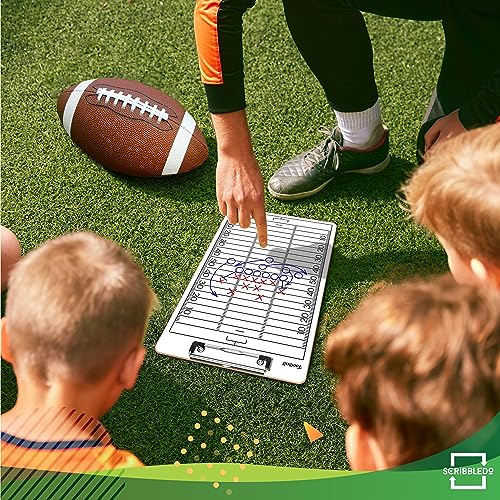 SCRIBBLEDO Football Dry Erase Whiteboard for Coaches, 15x9 Double Sided Coaching Clipboard for Plays Drills and Lineups, Coach Gift