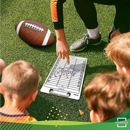 SCRIBBLEDO Football Dry Erase Whiteboard for Coaches, 15x9 Double Sided Coaching Clipboard for Plays Drills and Lineups, Coach Gift