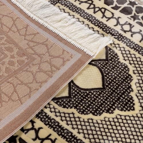 Modefa Turkish Islamic Prayer Mat - Velvet Janamaz - Intricate Praying Rug Ramadan Eid Gift - Traditional Muslim Seccade for Men Women - Saray (Charcoal Grey) - color: Charcoal Grey