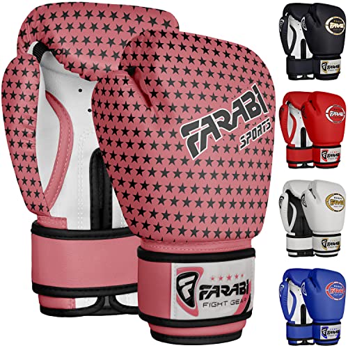Kids Boxing Gloves for 3-10 Years 4 oz Youth Boxing Gloves Junior Punching Gloves MMA Muay Thai Boys and Girls Training Gloves - color: Pink/Black