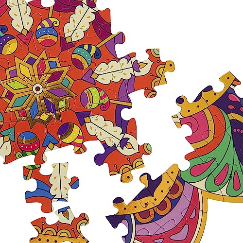 Kulture Khazana Rangoli Mandala Floor Puzzle for Kids | 150-Piece 32-Inch Indian Art Puzzle | Family Montessori Activity for Diwali and Holi | for Ages 7+