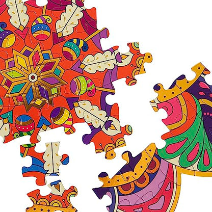 Kulture Khazana Rangoli Mandala Floor Puzzle for Kids | 150-Piece 32-Inch Indian Art Puzzle | Family Montessori Activity for Diwali and Holi | for Ages 7+