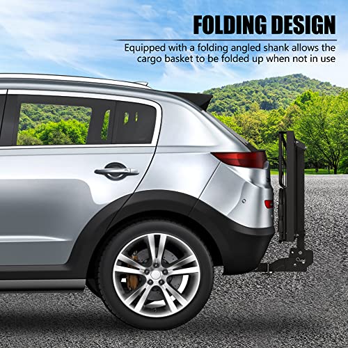 KAIRAY 500 Lbs Heavy Duty Hitch Mount Cargo Carrier 60"x24"x14.4" Folding Rear Luggage Rack Basket Fits 2" Receiver for Car SUV Camping Traveling with Stablizer Waterproof Bag Net Ratchet Straps Lock - color: Black, size: Cargo Bag + Hitch Cargo Basket -