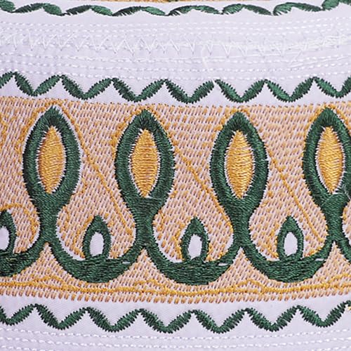RUIXIA Men Boys Muslim Prayer Kufi Hat Skull Cap Embroidery Islam Kufi Headware takke Praying Beanie Hat Kofia Topi Hat - color: Yellow/White--kids 7-10yrs
