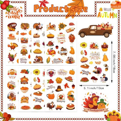 480PCS Happy Thanksgiving Stickers, Thanksgiving Turkey Pumpkin, Fall Decor - style: Thanksgiving