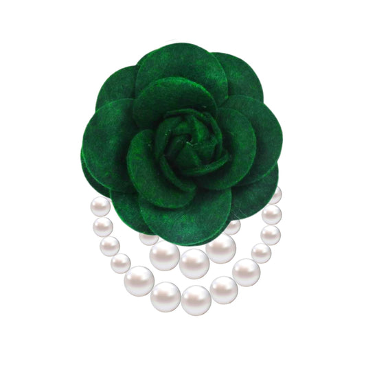 Vintage White Flower Pearl Tassel Brooch Pins for Women Trendy Camellia Pearl Hair Pins Christmas Pins Dainty Shawl Brooches Bracelet Birthday Jewelry - color: White2