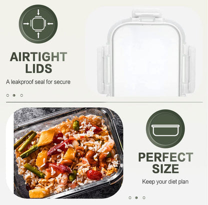 10 Packs 30 oz Glass Meal Prep Containers with Lids, White | Glass Food Storage Containers with Lids,Airtight Lunch Bento Boxes,Microwave, Oven, Freezer and Dishwasher - color: White
