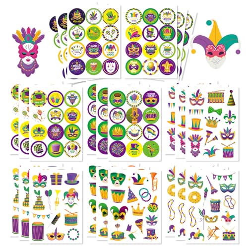 312PCS Happy Mardi Gras Stickers, Shopping Carnival Stickers - style: Happy Mardi Gras Stickers