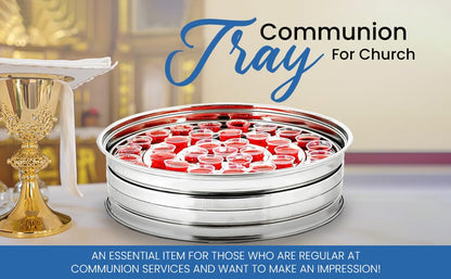 Communion Wine Tray Without Lid for Churches, 40 Cup Silver Stainless Steel Open Style Tray, Stackable Communion Tray, Reusable Communion Cups, Rust Proof, Dishwasher Safe, Bread Plate Compatible - color: Silver (Only Tray Without Lid), size: 11.7" x 11.7