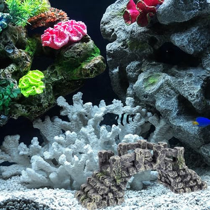 HANABASS Resin Arch Bridge Fish Tank Decoration Miniature Aquarium Bridge Ornament for Aquascaping Fish Tank Landscaping Turtle Basking Platform