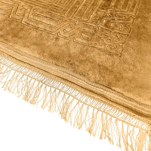 Empire Home Islamic Prayer Rug Oversized Soft Thick Plush Musalla Mat - for Men Women Childred - سجادة صلاة (Beige) - color: Beige