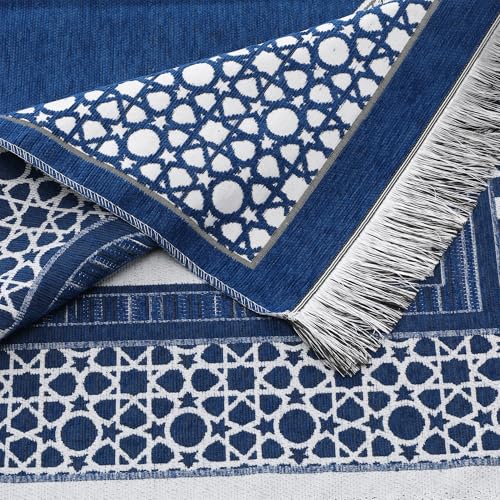 Islamic Prayer Rug Elegant Masjid Pattern Thin Mat Muslim Portable Blanket Ramadan Eid Gift Rug Turkish Prayer Carpet - Navy 1pc - color: 1pc Navyc