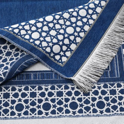 Islamic Prayer Rug Elegant Masjid Pattern Thin Mat Muslim Portable Blanket Ramadan Eid Gift Rug Turkish Prayer Carpet - Navy 1pc - color: 1pc Navyc
