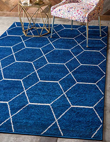 Unique Loom Trellis Frieze Collection Area Rug - Geometric (2' x 3' 1", Navy Blue/ Ivory) - color: Navy Blue/Ivory, size: 2' x 3'1" (Rectangular)