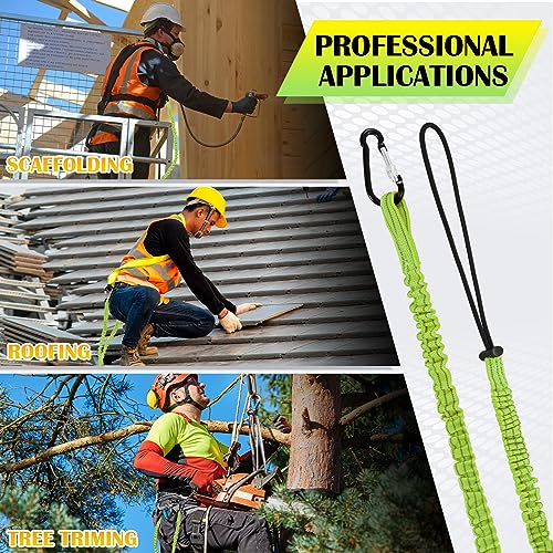 12 Pack Tool Lanyard with Single Metal Buckle and Adjustable Loop End, Standard Length, Maximum Weight Limit 8KG/ 17.6lb, with Aluminum Screw Lock, Retractable Shock Cord Stopper (Green) - color: Green