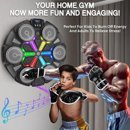 Music Boxing Machine Sport Toys for Kids and Adults,Wall Mounted Bluetooth Smart Punching Target,Training Pad Toy with Boxing Glove,Ideas Toys for Boys Girls Kids 3 4 5 6 7 8 9 10 11 12+ Years Old - color: Black M