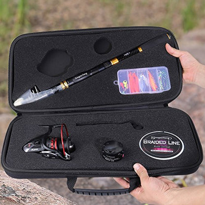 Sougayilang Fishing Rod Reel Combo with Telescopic Fishing Pole Spinning Reel Carrier Bag for Travel Saltwater Freshwater Fishing - size: 5.91 ft, style: B-full Kits With Carrier Case-style 2