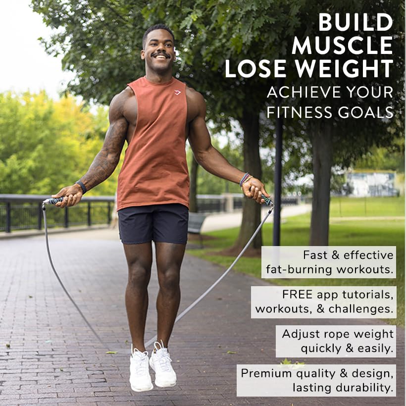 Crossrope Get Strong Weighted Jump Rope Set for Strength | Power Handles with 1 and 2 lb weighted ropes to build power and endurance. Designed for full-body, strength-focused workouts. - size: XS - (4'6.5" - 5'0.5" User Height)