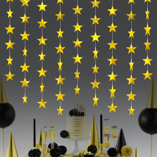 Gold Shining Star Hanging Garland Gold Hanging Sparkling Star Streamer Glitter Bunting Banner Twinkle Backdrop for Wedding Baby Shower Birthday Christmas Decorations 40 Feet - color: Gold