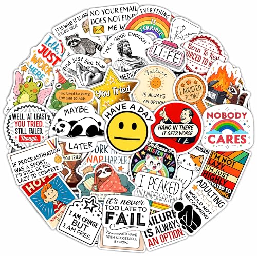 100Pcs Demotivational Stickers for Adults for Water Bottle & Laptops - Snarky, Sarcastic Stickers - Dark Humor Decals - Demotivational Gift for Women & Men - color: Demotivational Stickers