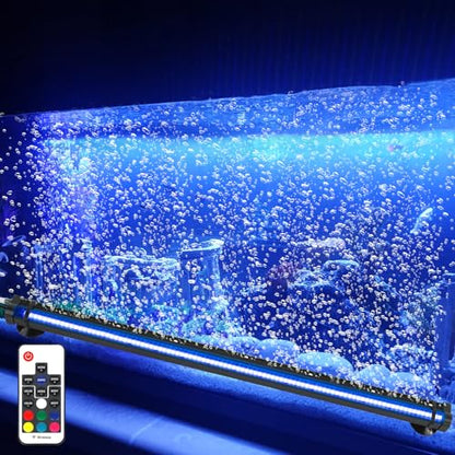 Submersible Fish Tank Aquarium Light: Underwater Aquarium Bubble Lights with Adjustable Brightness Colors -IP68 Waterproof Bubble Lights with Remote and Suction Cups for 20-25 inch Aquarium Fish Tank - size: 20 inch Nanoscale Bubbles