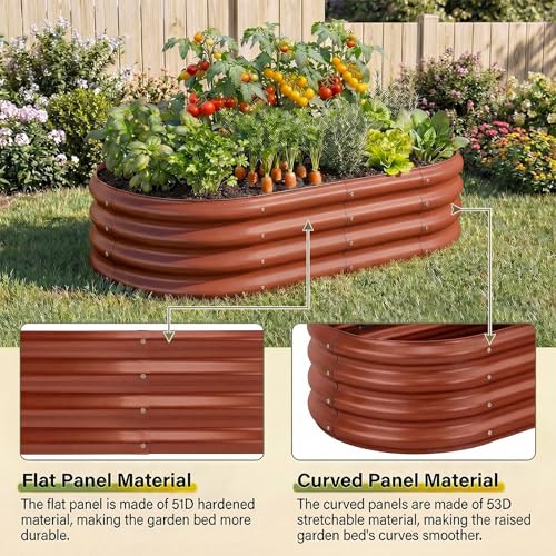 Land Guard 2 Pcs 6ft Metal Raised Garden Bed, 6 x 3 x 1 Galvanized Planter Raised Beds for Vegetables, Brown - color: 4-brown, size: 6×3×1ft(2pcs）