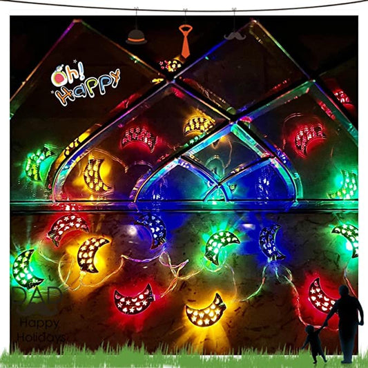 Ramadan String Lights, Indoor for Prayer Room, LED with Battery Pack Moon Star Lantern Ramadan Decoration House Warming Lights Decor 5ft (Crescent_LED) - color: Crescent_LED