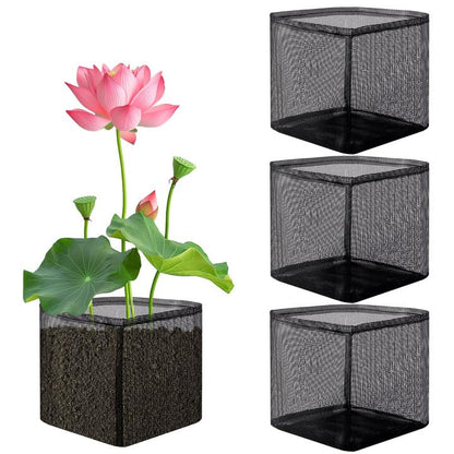 EBaokuup 4 Pcs Aquatic Pond Planting Bags-7" Reusable Mesh Water Garden Pond Plant Pot-Breathable Black Square Lily Plant Pots for Pond Bog Plant Garden Terrestrial Plant - color: Black, size: Square