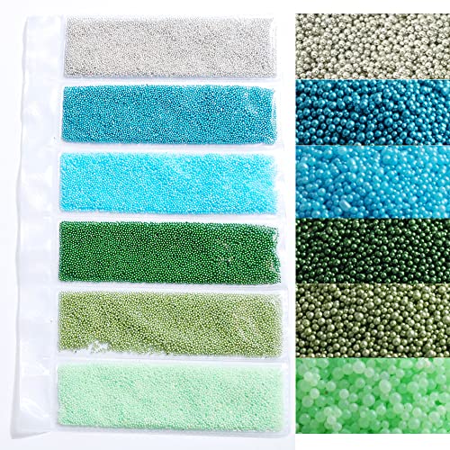 3D Nail Art Caviar Beads Micro Pixie Rhinestones Nail Art Decoration Mini Acrylic Beads Nails Accessories 6 Colors - color: 6 Grids Silver Green Series Caviar