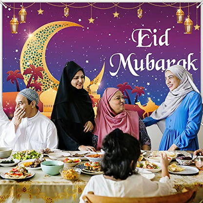 Eid Mubarak Photography Backdrop, Eid Mubarak Party Decorations, Ramadan Mubarak Backdrop Background for Islam Ramadan Party Supplies Banner Photo Booth Prop(6x3.6ft)