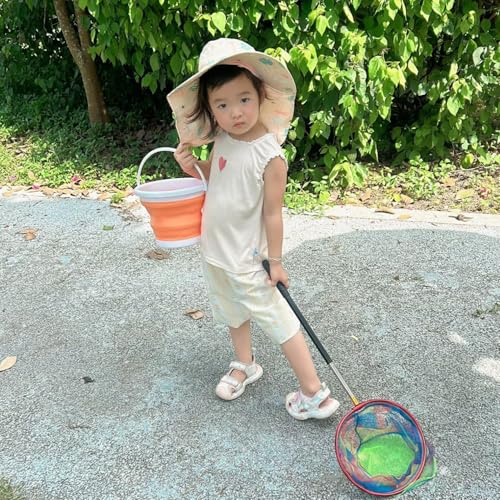 Fishing Nets with Bucket Fishing Retractable Landing Net Lightweight Aluminum Pole with Non-Slip Handle for Catch and Release and Release Frogs Butterfly Youth Outdoor - style: Green+yellow