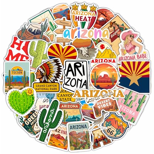 100Pcs Arizona Stickers Small for Water Bottle, Laptops, for Luggage - Arizona Gifts and Souvenirs, Party Supplies - Gift for Women & Men - color: Arizona Stickers