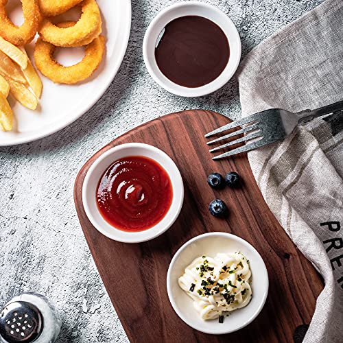 UIBFCWN 25 Pack Soy Sauce Dish 3inch Ceramic Dipping Bowls Bulk, 1.2 Oz White Dipping Sauce Bowls/Dishes, Small Dipping Sauce Cups for Sushi Ketchup Olive Oil Appetizer - color: Round, size: 25 Pack