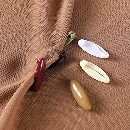 48 Pieces Classy Muslim Hijab Scarf Safety Clip Hijab Fashion Pins Snag Free Diamonds Shape Muslim Silk Scarf Buckle, Black