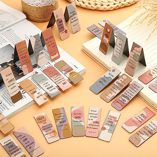 Chinco 30 Pcs Magnetic Bookmarks Christian Bookmarks Bulk Bible Verse Inspirational Scripture Page Clips for Women, Childrens, Kids, Teachers, Mothers Day, Church Supplies, School Gifts (Boho) - style: Boho