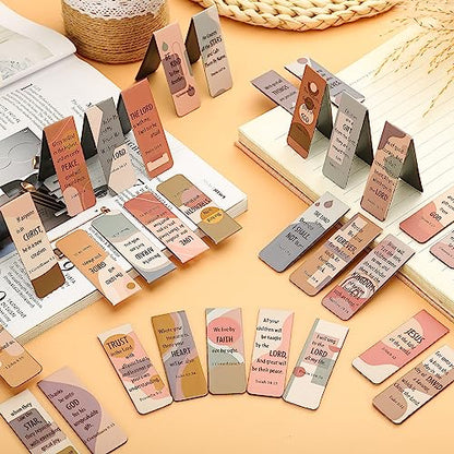 Chinco 30 Pcs Magnetic Bookmarks Christian Bookmarks Bulk Bible Verse Inspirational Scripture Page Clips for Women, Childrens, Kids, Teachers, Mothers Day, Church Supplies, School Gifts (Boho) - style: Boho
