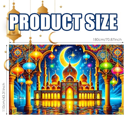 Nuxovilar 대형 라마단 무바라크 배너 - 폴리에스터 109.2 x 180cm(43 x 71인치) 모스크, 마당, 야외 장식용 (CF00167) - color: CF00167