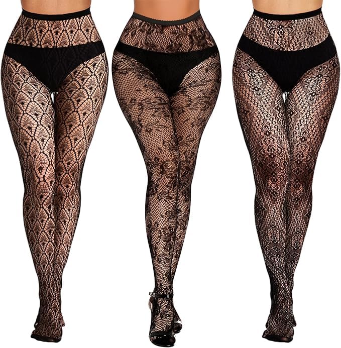 Buauty Black Fishnet Stockings for Women, Fishnet Tights Plus Size One Size Fit All - color: Black1, size: One Size