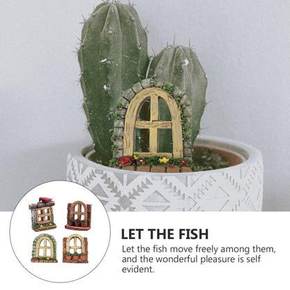 Fairy Garden Accessories Mini Aquarium Planters - Crystal Glass Aquatic Plant Holder with Suction Cups, Fish Tank Decor for Betta, Shrimp, Terrariums, Succulents, Random Assorted (4Pcs)