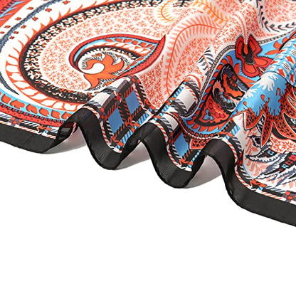 RIIQIICHY Women Head Hair Scarf Like Satin Silk Scarf Sleeping Hair Wrapping Night 27.5" - color: Black/Light Blue/Orange/White/Red