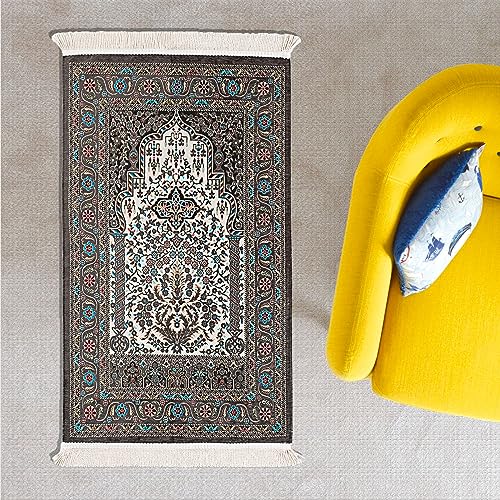 My Salah Mat, Travel Prayer Mat, Muslims Prayer Rug, Prayer Rugs Islam Thick, Soft Prayer Mat, Prayer Rugs Islam Women, Islamic Gift for Men (Grey) - color: Grey