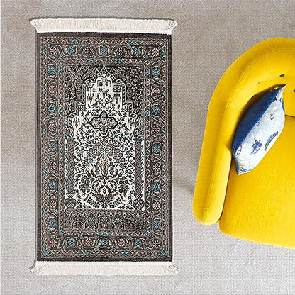 My Salah Mat, Travel Prayer Mat, Muslims Prayer Rug, Prayer Rugs Islam Thick, Soft Prayer Mat, Prayer Rugs Islam Women, Islamic Gift for Men (Grey) - color: Grey
