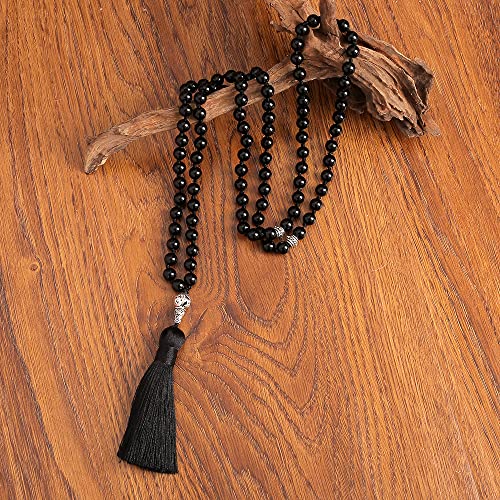 Tasbih Prayer Beads Allah & Muhammad Islamic Prayer Rosary Muslim Islam Misbaha Tasbeeh Sibha 99 Prayer Beads Necklace 33 Prayer Beads Bracelet - color: 8mm Black Onyx 99 Beads
