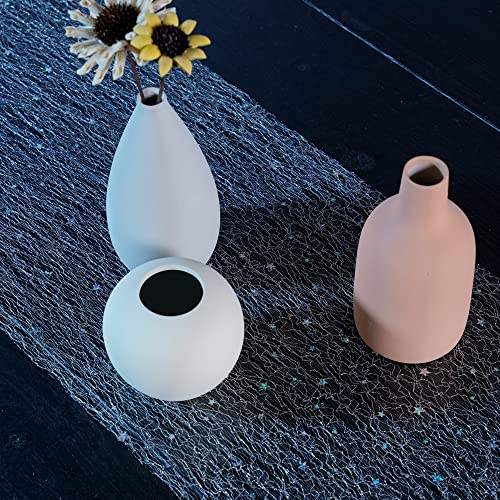 OSVINO Starry Moon Table Runner, Sequin Glitter Mesh for Wedding Party - color: Silver