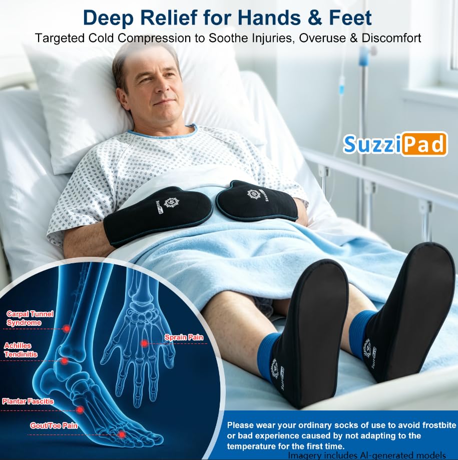SuzziPad Cold Therapy Gloves & Boots for Chemotherapy Must Haves, S | Lycra & ultra-soft fabric, 45-min long-lasting cold therapy, relieves hand & foot pain, post-surgery & chemo recovery - size: S