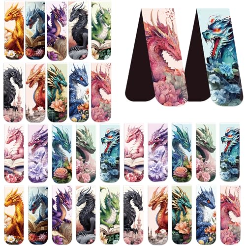 Dragon Floral Magnetic Bookmarks, Book Marks for Men and Teen Readers - style: Dragon