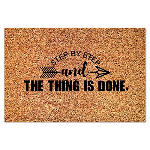 Step by Step and The Thing is Done Coir Mat Rug Rustic Family Prayer Durable Coir Non Slip Mat for Porch Patio Front Entry Apartment 16x24in - color: Style-6, size: 2' x 1'4" (Rectangular)