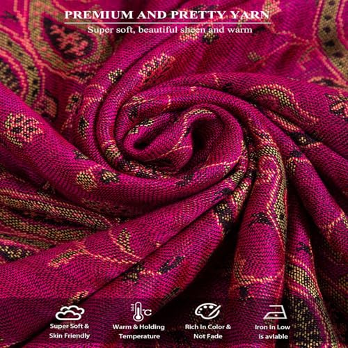 TUSHUSTY Pashmina Feel Shawls Wraps Rave Scarf for Women Soft Silky Reversible Men Scarves Hijab - color: Rose Pink