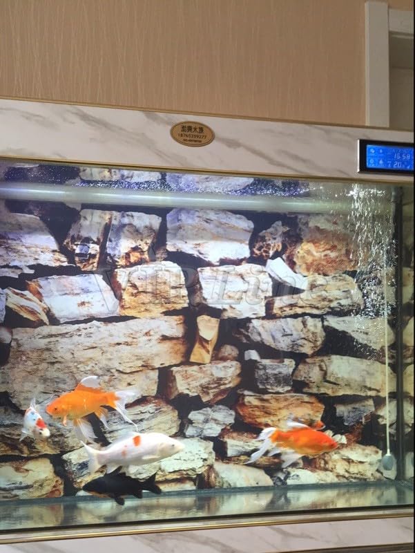HD Rock Stone Texture Aquarium Background Poster for Fish Tank Backdrop Sticker Decorations Selfadhesive (60" x 30"/ 152 x 76cm) - size: 60" x 30"/ 152 x 76cm