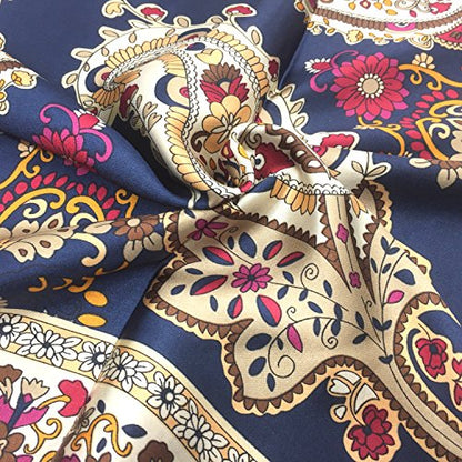 YOUR SMILE Silk Like Scarf Women's Fashion Pattern Large Square Satin Headscarf Headdress - color: 116